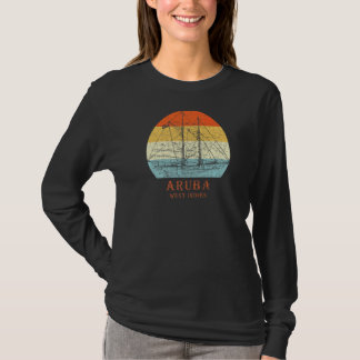 Aruba West Indies Vintag Blueprint Sailboat Vacat T-Shirt