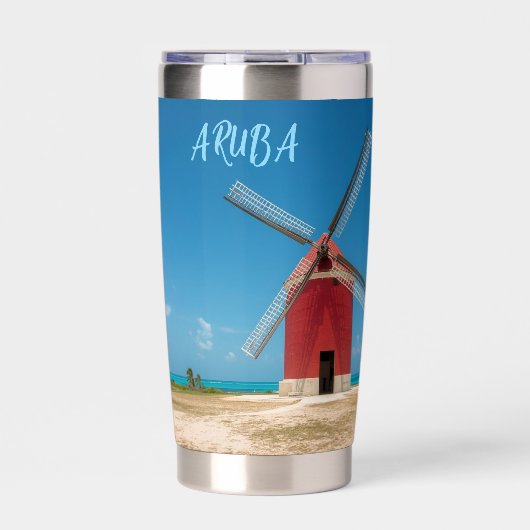 Aruba Windmühle Thermobecher (Vorderseite)