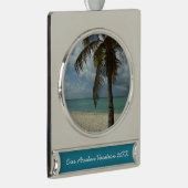 Aruban Beach I Beautiful Nature Szene Banner-Ornament Silber (Rechts)