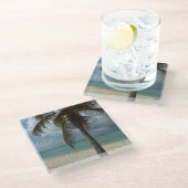 Aruban Beach I Beautiful Nature Szene Glasuntersetzer (Schrägansicht)