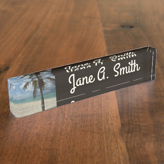 Aruban Beach I Beautiful Nature Szene Namensplakette (Seite)