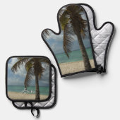 Aruban Beach I Beautiful Nature Szene Ofenhandschuh & Topflappen-Set (Vorderseite/Rückseite)