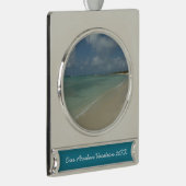 Aruban Beach II Schöne Landschaft Banner-Ornament Silber (Rechts)