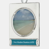 Aruban Beach II Schöne Landschaft Banner-Ornament Silber (Links)