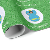 Aruban Flag Angel Weihnachten Personalisiert Geschenkpapier (Rolleneckpunkt)