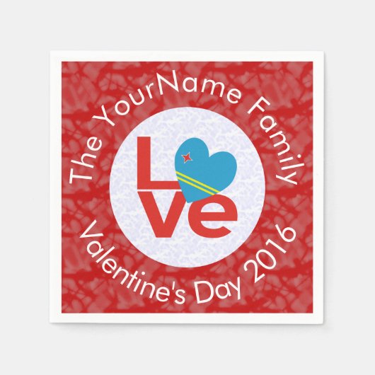 Aruban Flag Heart Red Liebe Serviette (Vorderseite)