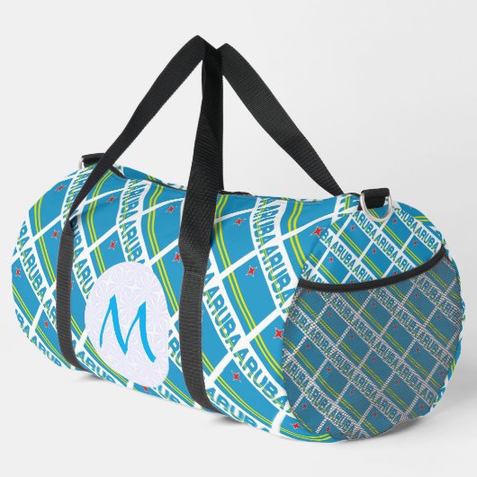 Aruban Flag Tiled Mit Monogramm Duffle Bag (Rechte Ecke)