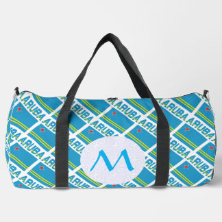 Arubanische Flagge gekacheltes monogramm Duffle Bag