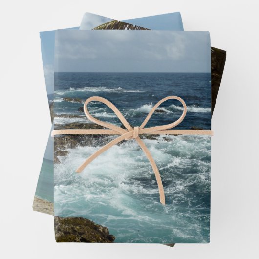 Arubas Felsküste und blauer Ozean Geschenkpapier Set (Beispiel)