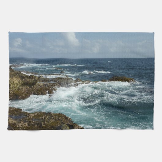 Arubas Felsküste und blauer Ozean Geschirrtuch (Horizontal)