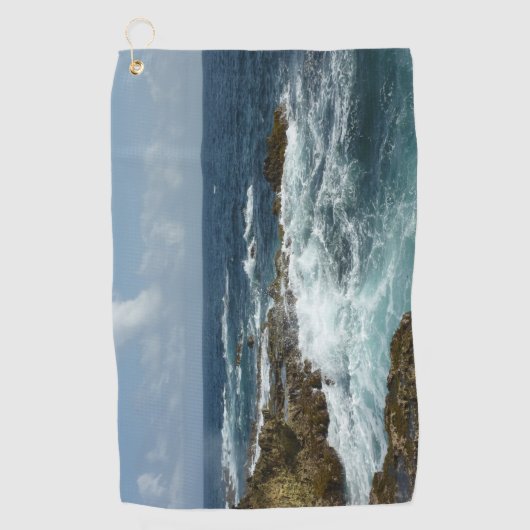 Arubas Felsküste und blauer Ozean Golfhandtuch (Vorderseite)