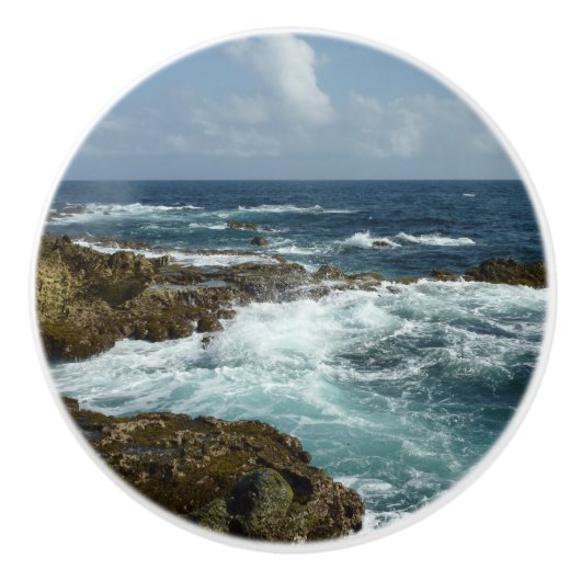 Arubas Felsküste und blauer Ozean Keramikknauf (Vorderseite)