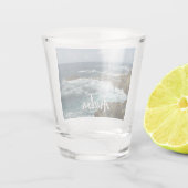 Arubas Felsküste und blauer Ozean Schnapsglas (Rückseite)