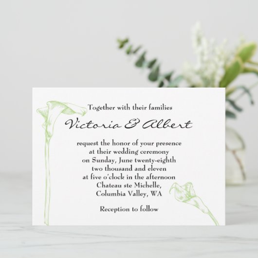 Arum Blume Hochzeit Einladung (Stehend Vorderseite)