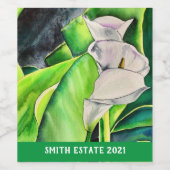 Arum lila flora Aquarellwein Weinetikett (Einzelnes Label)