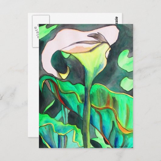 Arum Lily Aquarellmalerei Postkarte (Vorne/Hinten)