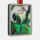 Arum Lily Aquarellmalerei Silbernes Ornament (Rechts)