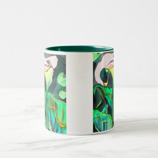 Arum Lily Aquarellmalerei Zweifarbige Tasse (Mittel)