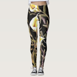 Arum Lily künstlerisches Blumendesign auf schwarz Leggings