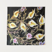 Arum Lily künstlerisches Blumendesign auf schwarz Wandteppich (Vorderseite (Horizontal))