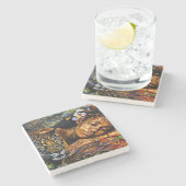 "Arumáya" Jaguars Bloom - Frauen in Amazonien Steinuntersetzer (Seitenansicht)