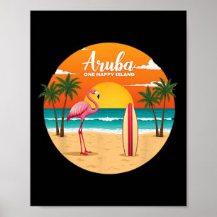 Aru's One Happy Island Flamingo Surfen Tropical B Poster