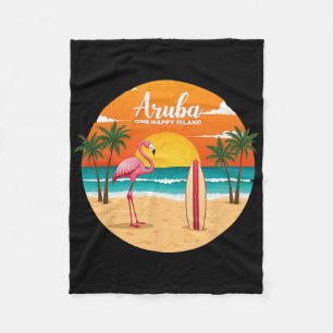 Aru's One Happy Island Flamingo Surfen Tropisches Fleecedecke
