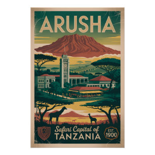 Arusha Tansania Retro-Reiseposter-Kunst Poster