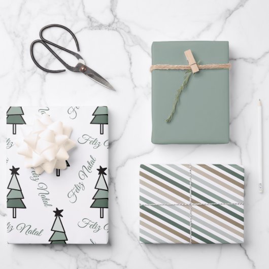 Árvore de Natal Pinheiro Estilo Rústico Bauernhof Geschenkpapier Set (Vorderseite)