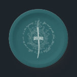 ARWEN™ Elven Sword Quote Pappteller<br><div class="desc">Honor the strength and grace of Arwen™ with this striking Lord of the Rings™ design inspired by the Elves. Centered around an elegant Elven sword framed by intricate, flowing vinework, the artwork beautifully reflects her courage, devotion, and timeless spirit. The circular quote, “This is not the end… it is the...</div>