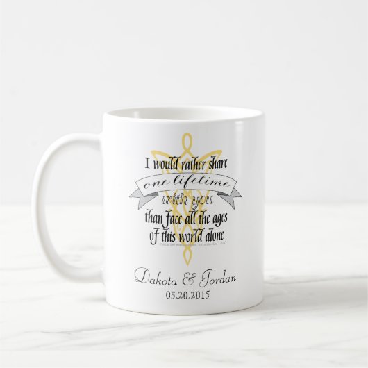 Arwen "One Lifetime with you" Zitat mit Banner Kaffeetasse (Links)