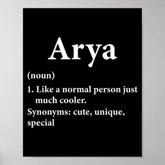 Arya Namensdefinition Poster (Vorne)