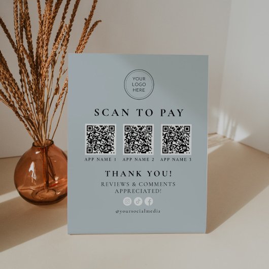ARYA Sage Green Scan zur Bezahlung von QR Codes fü Sockelschild