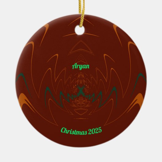 ARYAN ~ 3D CHRISTMAS Red Green Orange 2025 Keramik Ornament (Vorne)