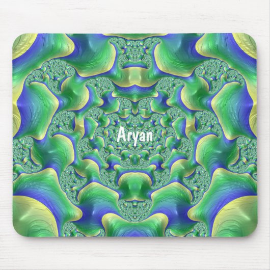 ARYAN ~ Zany Green, Yellow and Blue Mouse Pad Mousepad (Vorne)