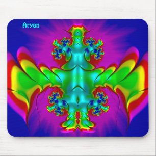 ARYAN ~ Zany Hot Red, Green, Blue and Yellow ~ Mousepad