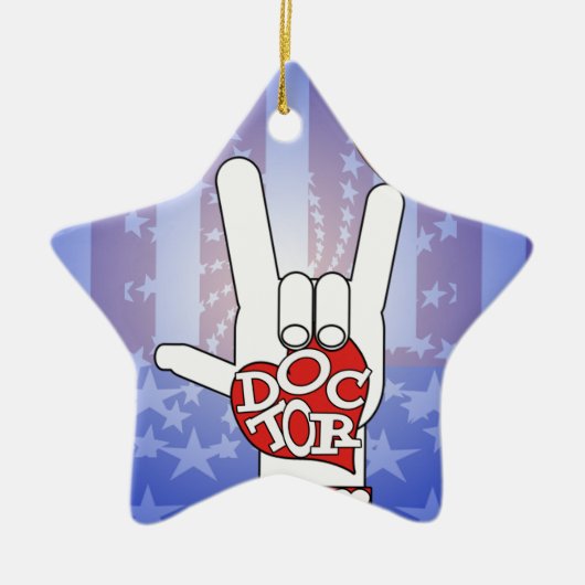 ARZT ASL UNTERZEICHNET I LIEBE SIE - HERZ - MEDIZI KERAMIKORNAMENT (Vorne)