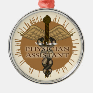 Arzt-Assistent Caduceus Silbernes Ornament