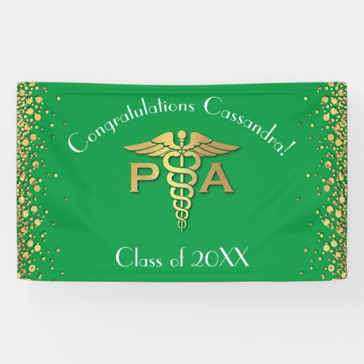 Arzt-Assistent PA-Abschluss Grün Gold Banner (Horizontal)