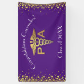 Arzt-Assistent PA-Abschluss Purpur Gold Banner (Vertikal)