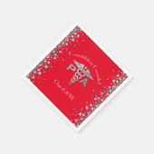 Arzt-Assistent PA Abschluss Rot Silber Serviette (Ecke)