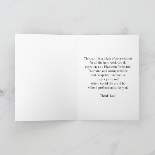 Arzt-Assistenten-Attribute/weißer Text auf Blau Dankeskarte (Innenseite)