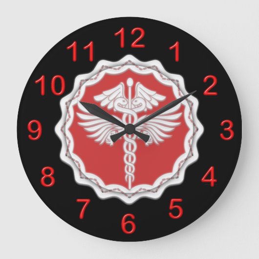 Arzt Caduceus Große Wanduhr (Vorderseite)