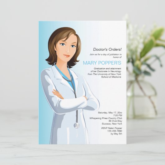 Arzt für Medizin (F) Abschluss Einladung (Stehend Vorderseite)