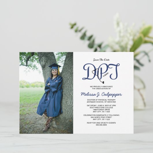 Arzt für Physikalische Therapie Foto Abschluss Einladung (Stehend Vorderseite)