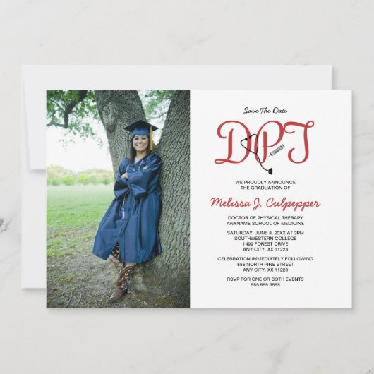 Arzt für Physikalische Therapie Foto Abschluss Einladung (Vorderseite)