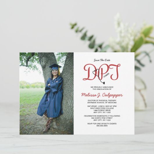 Arzt für Physikalische Therapie Foto Abschluss Einladung (Stehend Vorderseite)