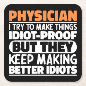 Arzt Ich versuche Dinge zu machen Lustige Sprüche Rechteckiger Pappuntersetzer (Vorderseite)