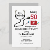 Arzt, Krankenpflege, medizinischer Geburtstag Einladung (Vorne/Hinten)