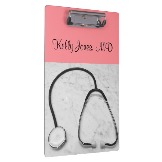 Arzt-Krankenschwester-Stethoskop-Pfirsich (Name) Klemmbrett (Rechts)